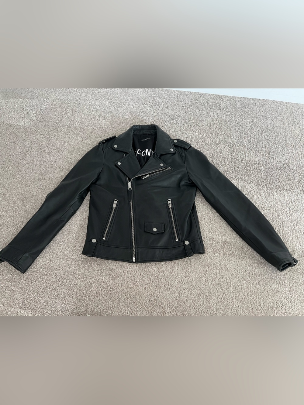 OAKWOOD “ICONIC” Authentic Lambskin Leather Biker Jacket – Men’s Size Small - Picture 8 of 17